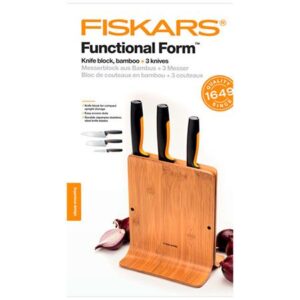Набор кухонных ножей в бамбуковом блоке 3 шт. Fiskars Functional Form (1057553)