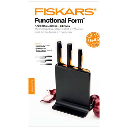 Набір кухонних ножів у пластиковому блоці 3 шт. Fiskars Functional Form (1057555)
