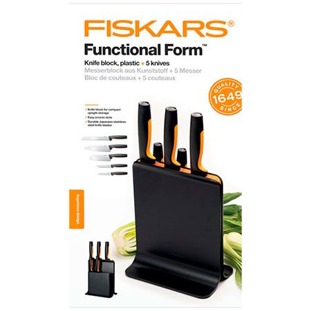 Набор кухонных ножей в пластиковом блоке 5 шт. Fiskars Functional Form (1057554)